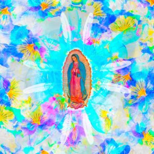 Carré d'autel imprimé - Guadalupe Fleur Bleue - Xavier Gaillot